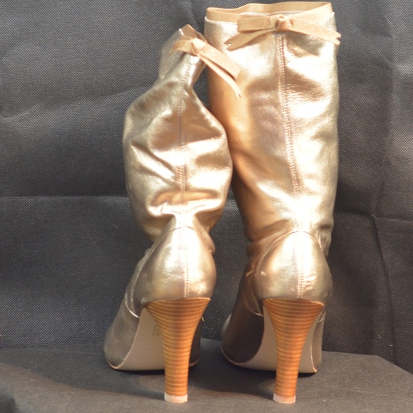 Gold 3" heel Genuine Leather Boots SZ 9/40 French Connection NIB - Picture 4 of 16